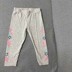 Carters Girls 4T Elastic Waist Gray Floral Print Pants